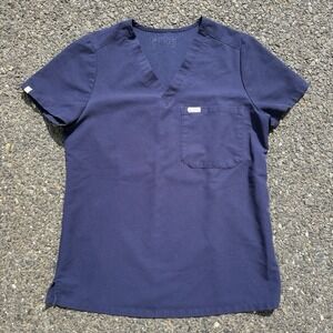 FIGS Scrub Top Shirt Navy Logo Pocket Women's XS